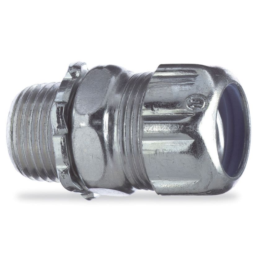 T&B® 5238 Non-Insulated Straight Liquidtight Conduit Connector, 2-1/2 in Trade, Steel, Electro-Plated Zinc/Chromate Coated